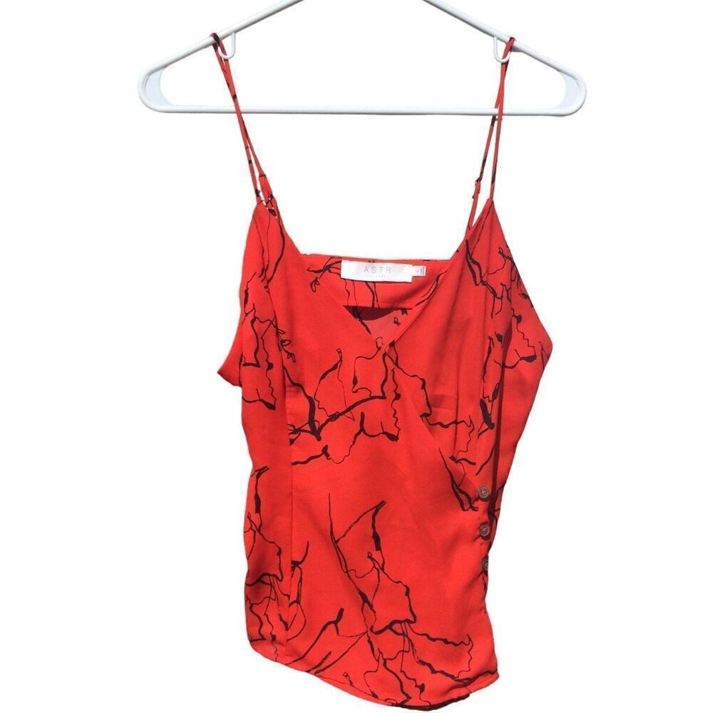 ASTR the label Womens Babydoll Top Sz L Camisole Red Black‎ Date Night Club Sexy